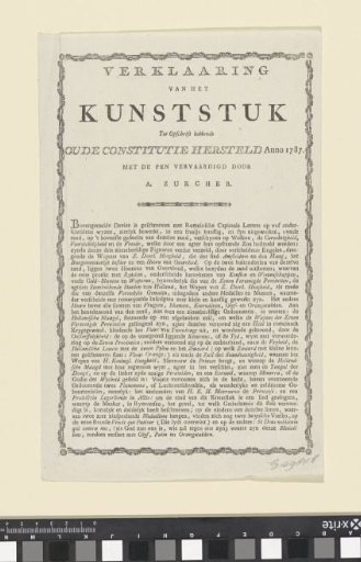 Explanation of the allegory on the restoration of the stadtholder, 1787