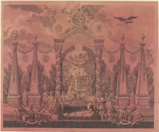 Allegory in honor of the King of Prussia for his restoration of the stadtholdership of William V, 1788