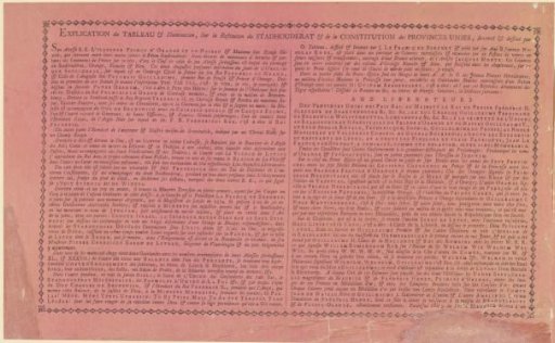 Explanation of the allegory in honor of the King of Prussia for his restoration of the stadtholdership of William V, 1788 (part 1)