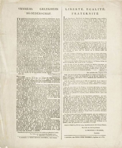 Proclamation of the provisional representatives of the people of Amsterdam, 1795