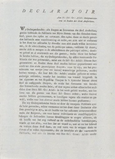 Declaratory to the Council of Amsterdam, 1794