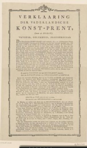 Explanation for the print with the allegory on Liberty, Equality and Fraternity, 1795