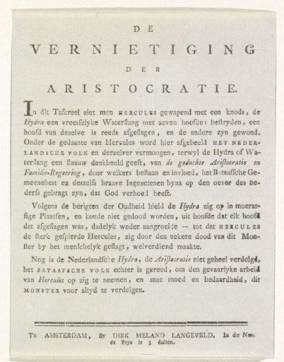 Destruction of the Aristocracy, decoration on the Westermarkt, 1795 (explanation)