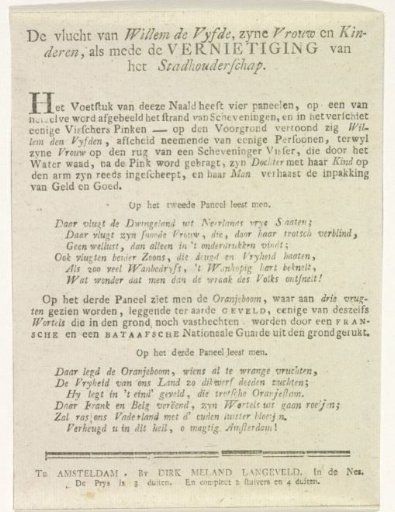 Flight of William V and Destruction of the Statholderate, decoration in the Plantage, 1795 (explanation)