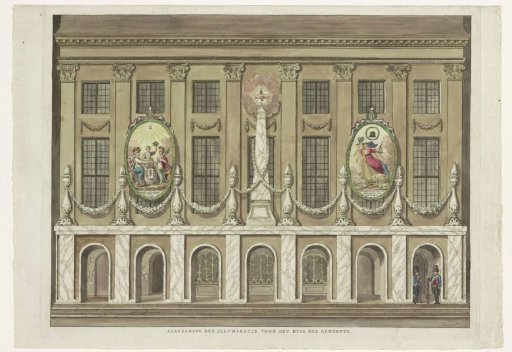 Anticipated Unity and Indivisibility of the Batavian Republic and the Alliance, decoration on the Town Hall on the Dam, 1795