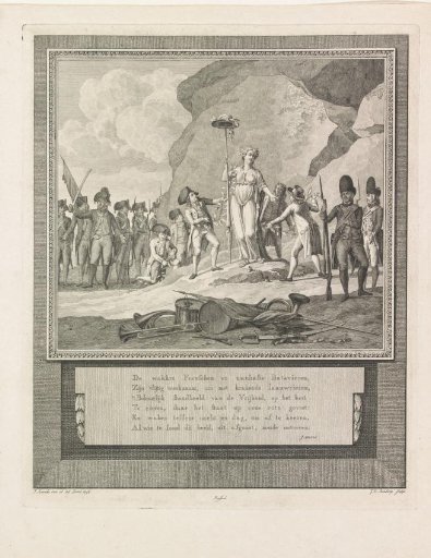 Statue of Liberty adorned and protected by Frenchmen and Batavians, 1795