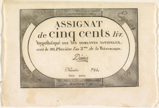 Assignat of 500 livres, 1793-1794