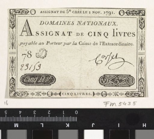 Assignat of 5 livres, 1791