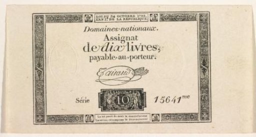 Assignat of 10 livres, 1792