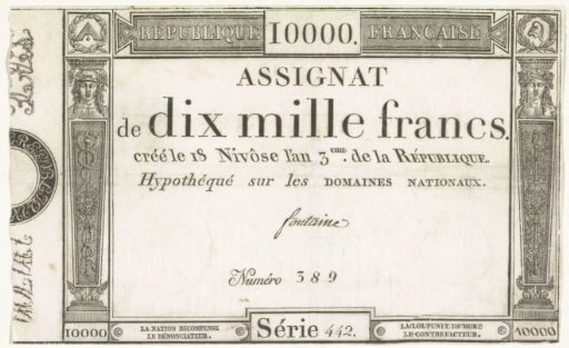 Assignat of 10000 francs, 1794-1795