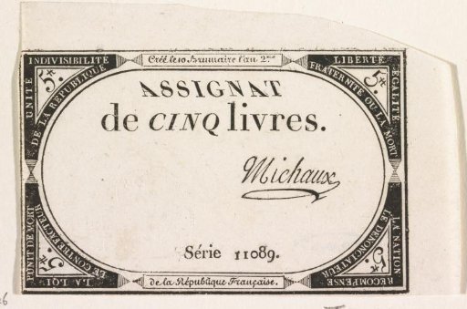 Assignat of 5 livres, 1793-1794