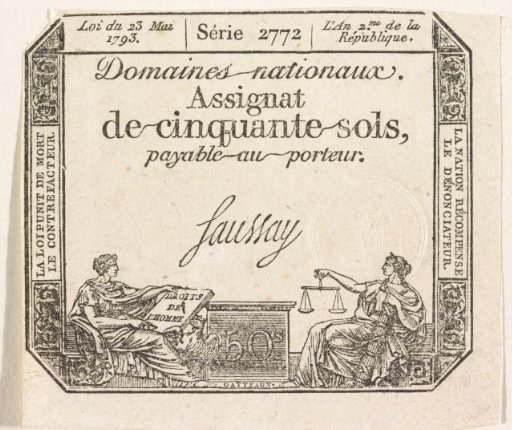 Assignat of 50 sols, 1793