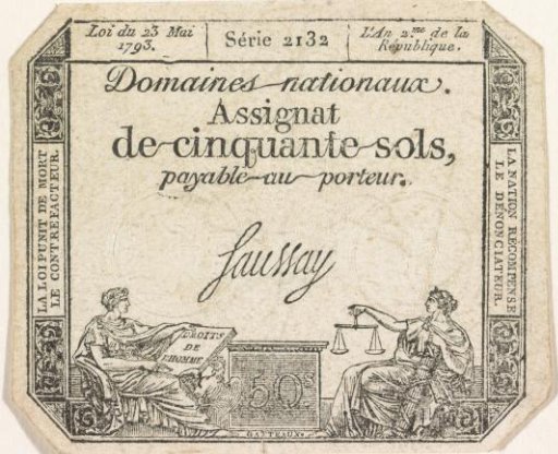 Assignat of 50 sols, 1793