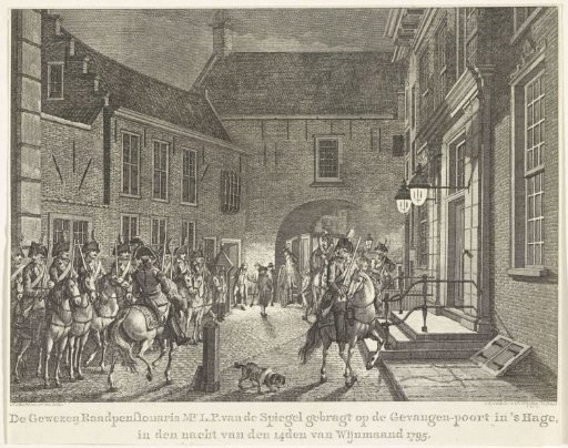 L.P. van de Spiegel brought to the Gevangenpoort, 1795