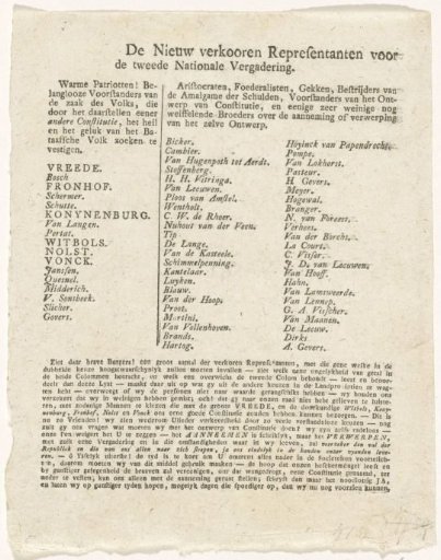 List of Newly Elected Representatives for the Second National Assembly, 1797-1798