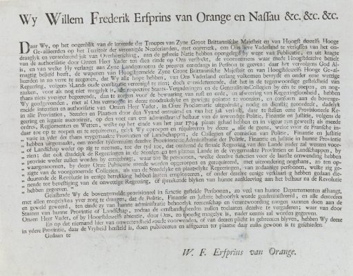 Proclamation of Hereditary Prince William During the British-Russian Invasion of the Netherlands, 1799
