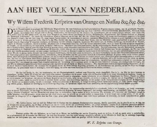 Proclamation of Hereditary Prince William During the British-Russian Invasion of the Netherlands, 1799