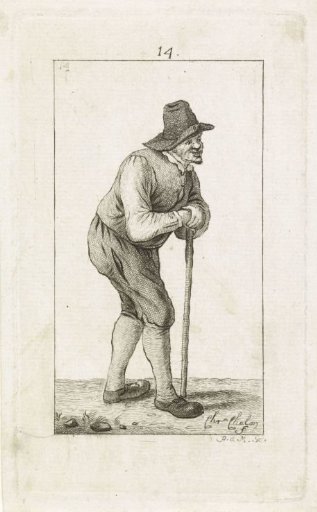 Man leaning on a staff