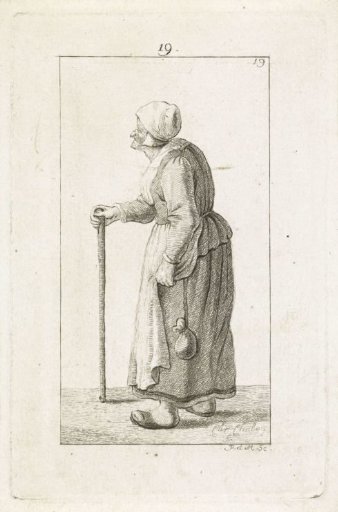 Old woman with a staff