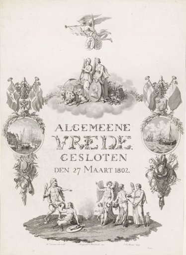 Allegory and calligraphy on the Peace of Amiens, 1802
