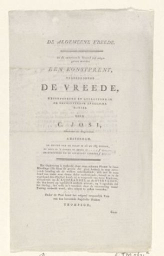 Announcement of the Publication of the Print with the Allegory on the Peace of Amiens, 1802