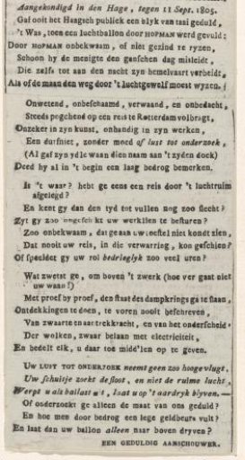 Satirical verse on the failed aerial flight of A. Hopman, 1805