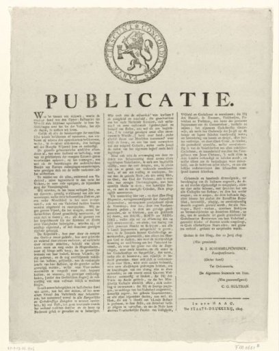 Publication of the Proposal to Hold a National Day of Thanksgiving, Repentance, and Prayer on 24 July 1805