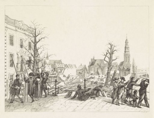 Ruins in Leiden after the gunpowder disaster, 1807