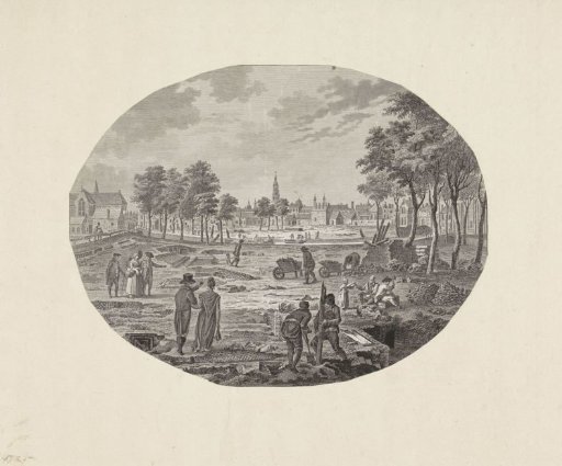 Empty space after clearing the ruins in Leiden following the gunpowder explosion, 1807