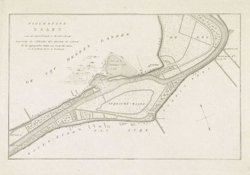 Map of the dike breach at Kedichem, 1809