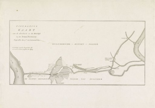 Map of the dike breach in the Bommelerwaard, 1809
