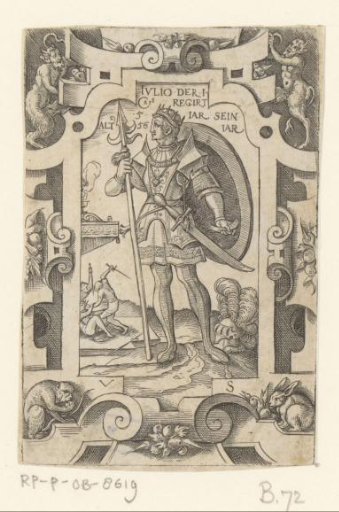 Emperor Julius Caesar in scrollwork frame
