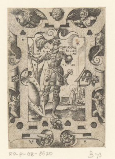 Emperor Augustus in scrollwork frame