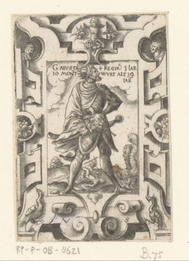 Emperor Caligula in scrollwork frame