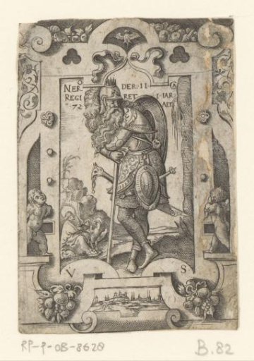 Emperor Nerva in scrollwork frame