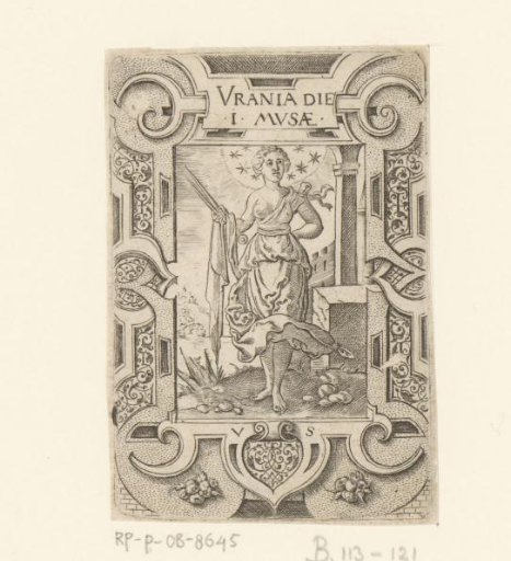 Urania in a scrollwork frame