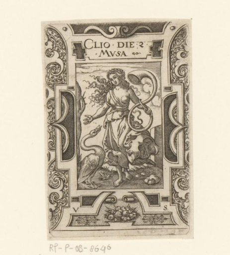 Clio in a scrollwork frame