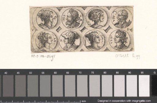 Frieze with six busts with headgear
