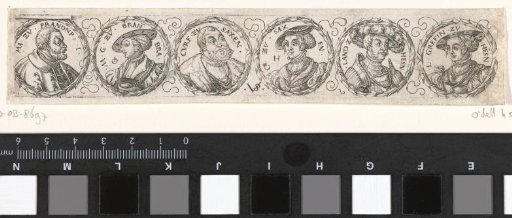 Frieze with six busts in laurel wreaths