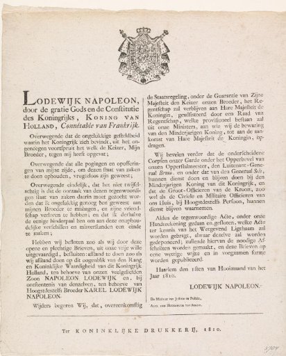 Act by which Louis Napoleon abdicates the throne, 1810