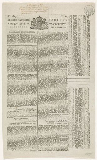 Amsterdamsche Courant of 9 December 1813