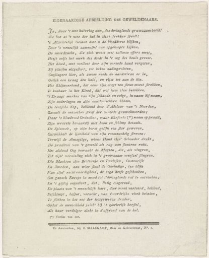 Verse Accompanying the Satirical Print on Napoleon, 1813