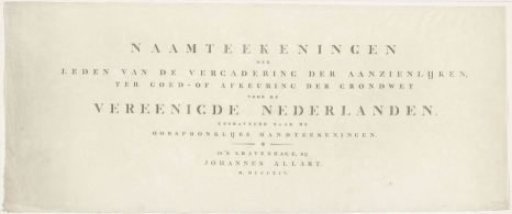 Title print for the series of signatures of the members of the Assembly of the Notables, 1814