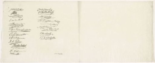 Sheet with signatures of the members of the Assembly of the Notables, 1814