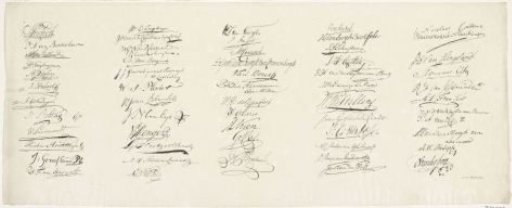 Sheet with signatures of the members of the Assembly of the Notables, 1814