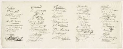 Sheet with signatures of the members of the Assembly of the Notables, 1814