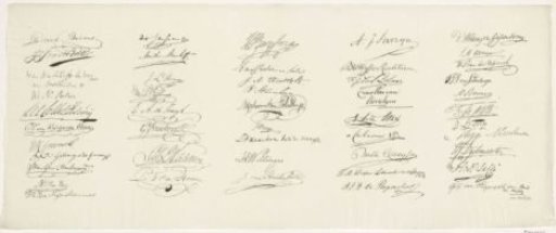 Sheet with signatures of the members of the Assembly of the Notables, 1814