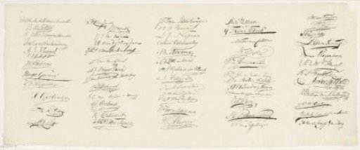 Sheet with signatures of the members of the Assembly of the Notables, 1814