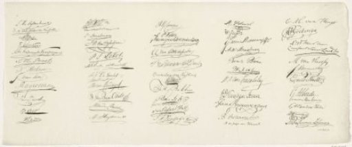 Sheet with signatures of the members of the Assembly of the Notables, 1814