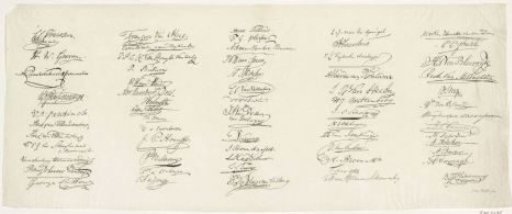 Sheet with signatures of the members of the Assembly of the Notables, 1814